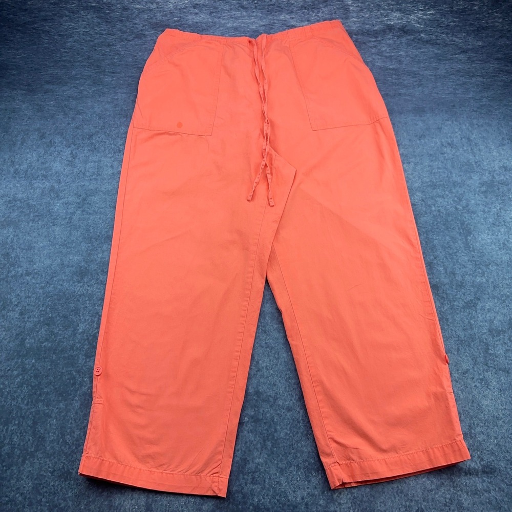 Cherokee Brand Coral Pink Cotton Drawstring Crop Pants Womens 16W Relaxed Fit